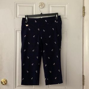 Navy Anchor print Lulu-B cropped capris